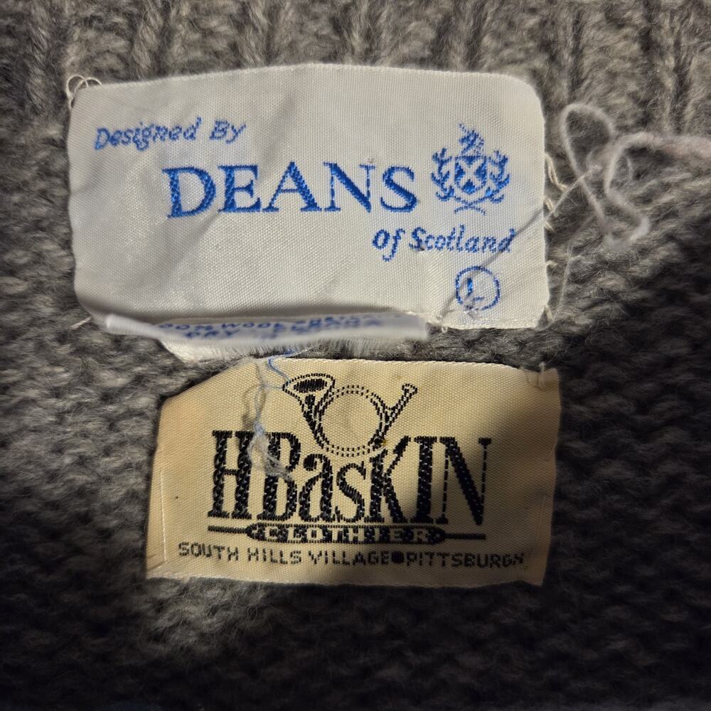 Vintage Deans Of Scotland 100% Wool Teacher Cottagecore Schoolhouse Sz L Sweater - Picture 2 of 9